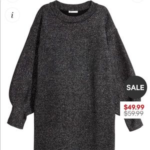 H&M metallic sweater dress puffed sleeve